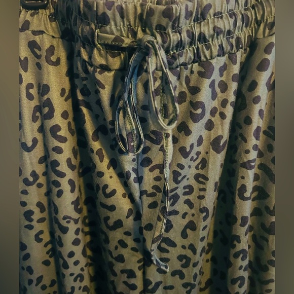 Soft Drawstring Tie Elastic Waist Loose Jogger Pants with Pockets, GRN/BLK, 1XL - Picture 4 of 6